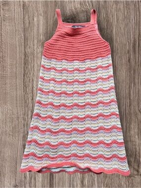 Girls Chloe + Jasmine Coral Crochet Dress - Size 8
